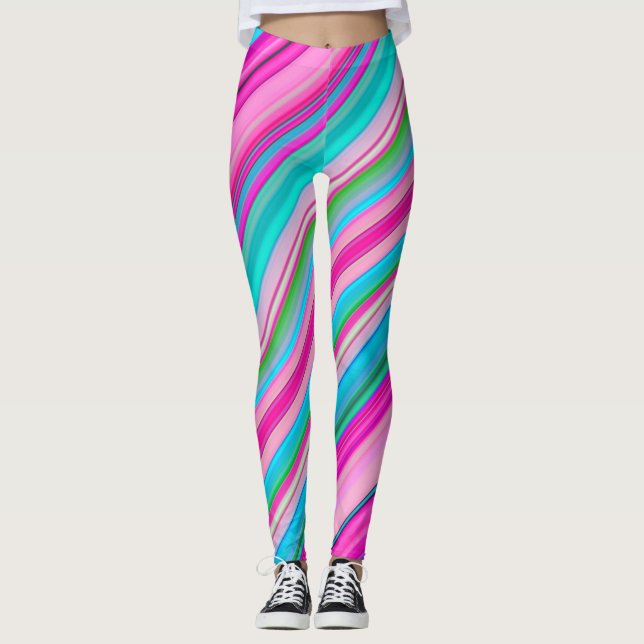 Leggings Conception de motif à rayures arc-en-ciel vibrant (Devant)