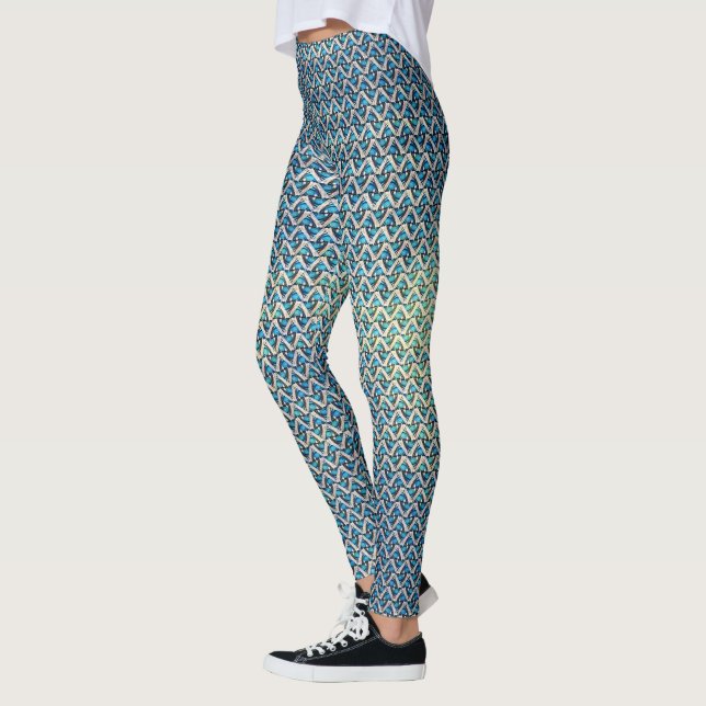 Leggings Conception de motif abstrait de vagues océaniques  (Gauche)