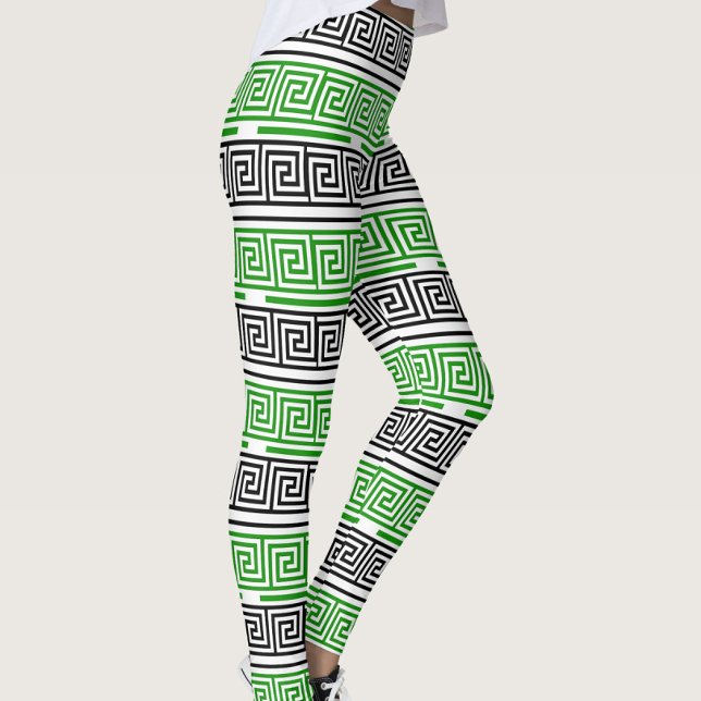 Leggings Conception de motif de frise à clé grecque noire v (Créateur téléchargé)