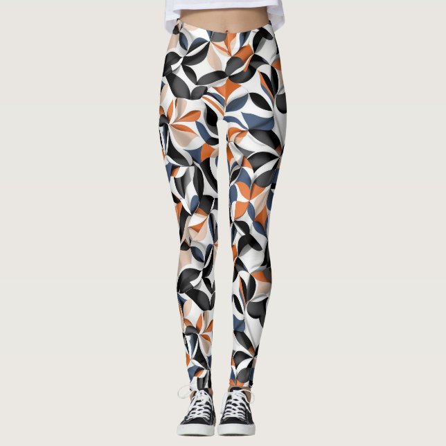 Leggings Conception de motif de géométrie de flux abstrait  (Devant)