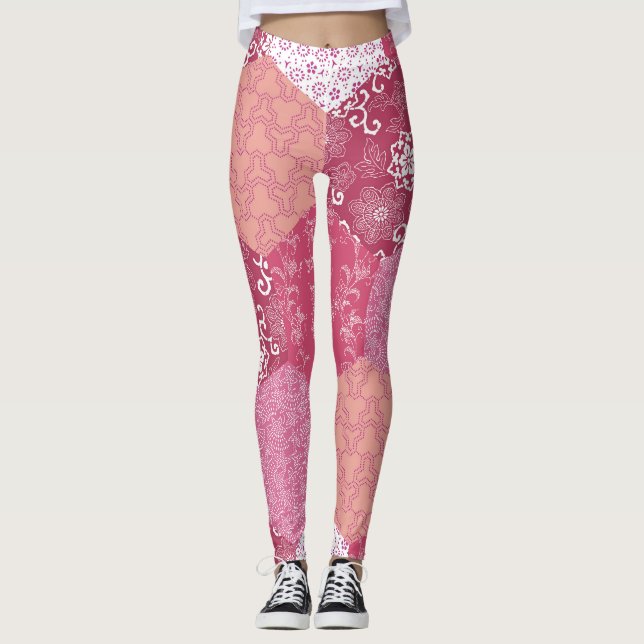 Leggings Conception de Motif de Patchwork de style japonais (Devant)