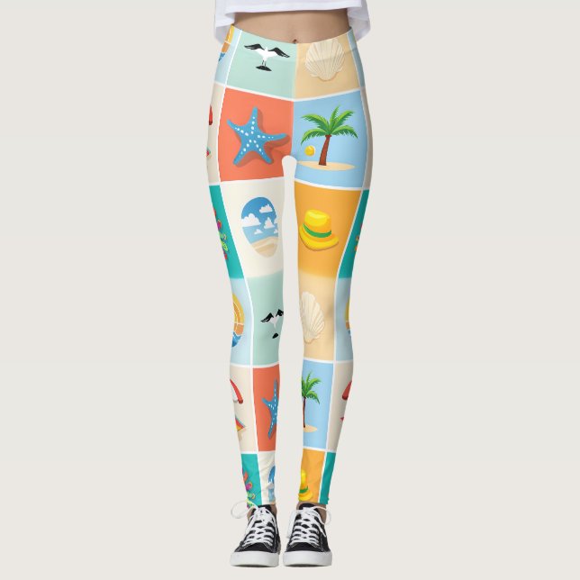 Leggings Conception de motif de plage 3x3 (Devant)