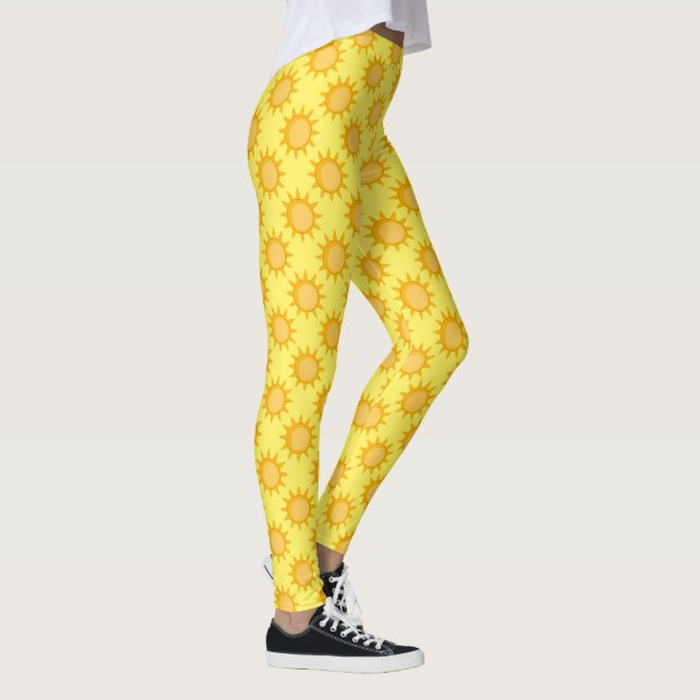 Leggings Conception de motif de soleil ensoleillé sur jaune (Droite)