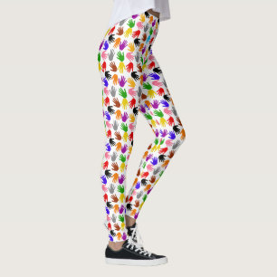 Leggings Conception de motif d'empreinte de main colorée bl