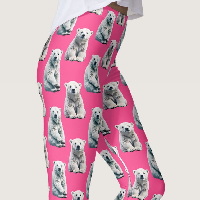 Leggings Conception de motif d'ours polaire rose  (Créateur téléchargé)