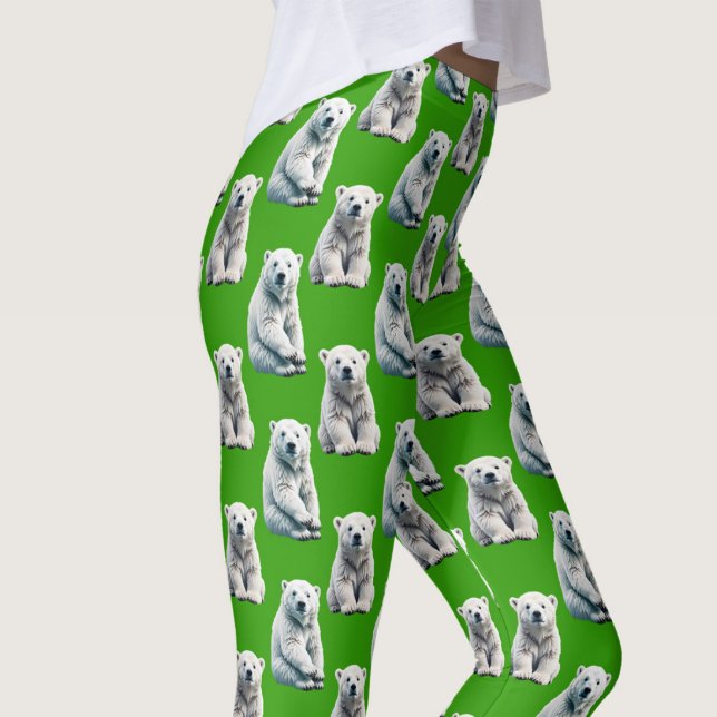Leggings Conception de motif d'ours polaire vert  (Créateur téléchargé)