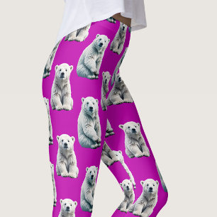Leggings Conception de motif d'ours polaire violet 