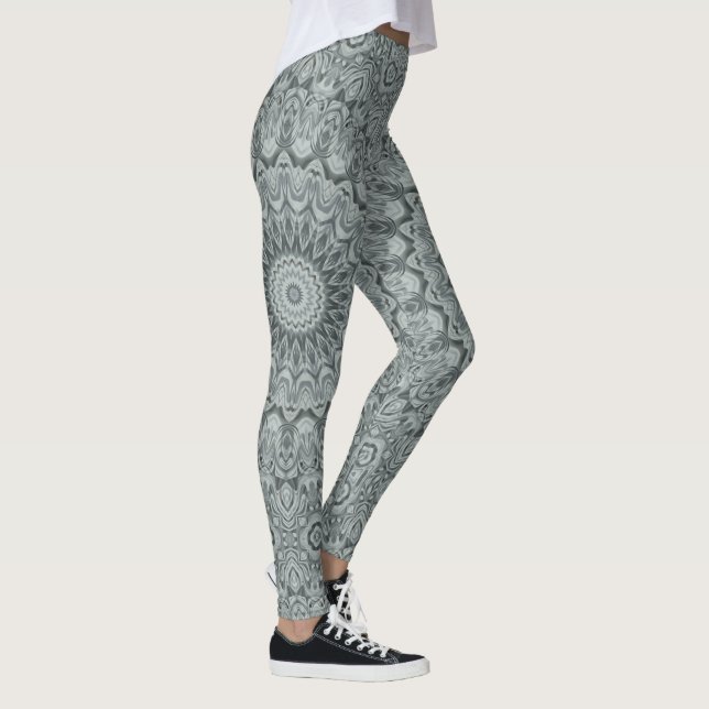 Leggings Conception de motif mandala gris et argent (Droite)