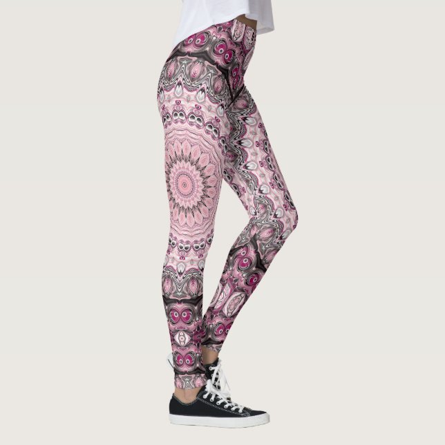 Leggings Conception de motif mandala rose et bordeaux (Droite)