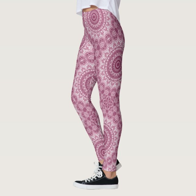 Leggings Conception de motif mandala rose poussiéreux (Gauche)
