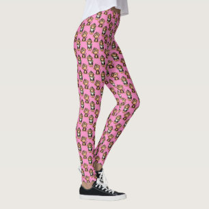 Leggings Conception de motif singe rose 