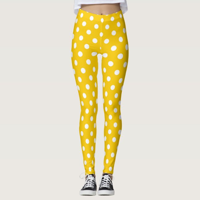 Leggings Conception de points jaunes et blancs (Devant)