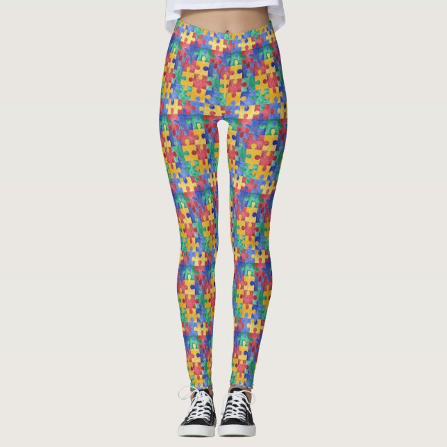 Leggings Conception de puzzle d'aquarelle de (Devant)
