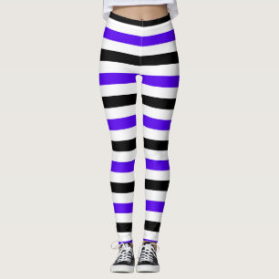 Leggings Conception de rayures blanches noires et bleues