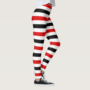 Leggings Conception de rayures rouges noires et blanches