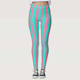 Leggings Conception de rayures vertes à la menthe rose
