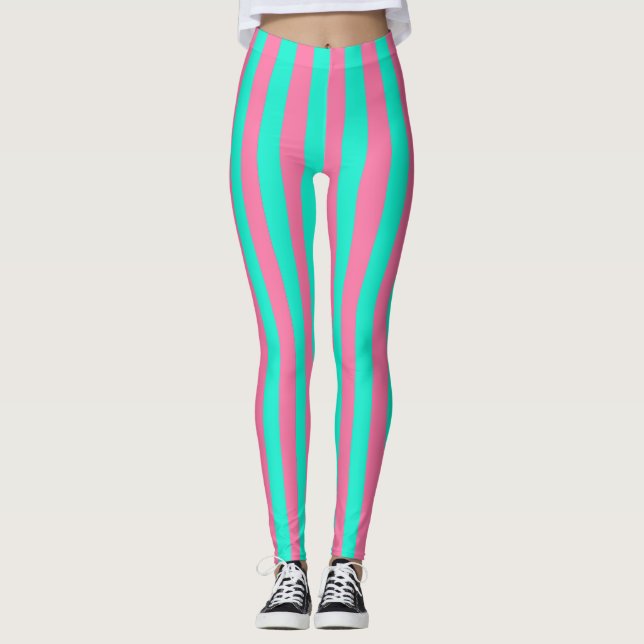 Leggings Conception de rayures vertes à la menthe rose (Devant)