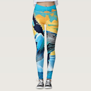 Leggings Conception de saut de liberté océanique de baleine
