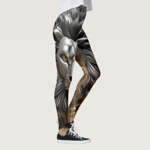 Leggings Conception de tête de Lions Argent
