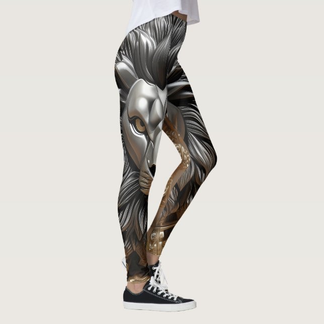 Leggings Conception de tête de Lions Argent (Droite)