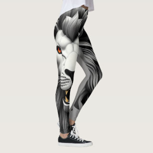 Leggings Conception de tête de Lions Argent