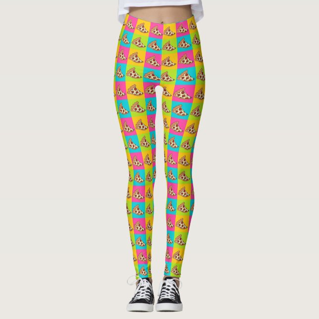 Leggings Conception de tranches de pizza lumineuses (Devant)