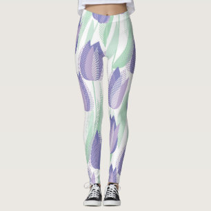 Leggings Conception de tulipe : violet clair floral.
