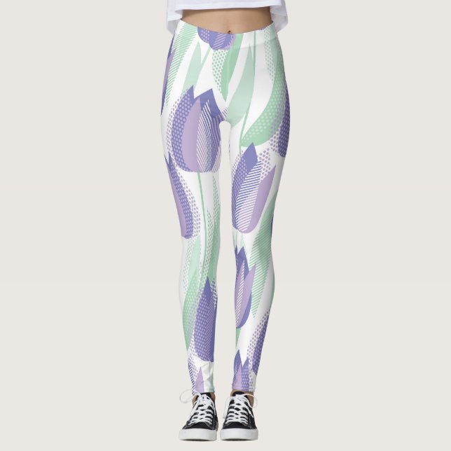 Leggings Conception de tulipe : violet clair floral. (Devant)