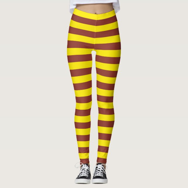 Leggings Conception des rayures jaunes et Brown (Devant)