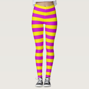 Leggings Conception des rayures pourpre et jaune
