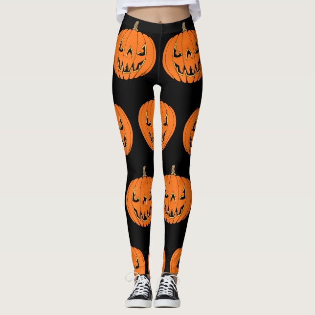 Leggings Conception d'Halloween de citrouille effrayante Ja (Devant)