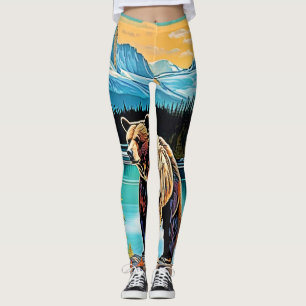 Leggings Conception d'ours de montagne canadiens majestueux