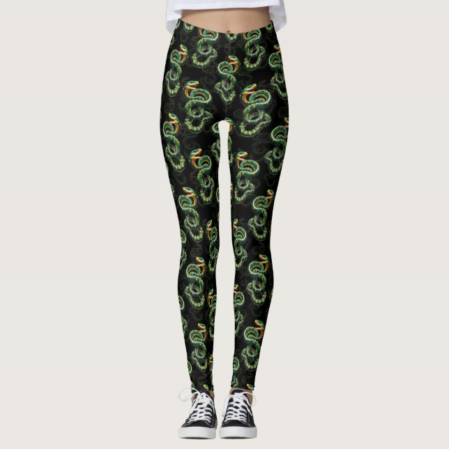 Leggings Conception du Motif de serpent Arrière - plan noir (Devant)