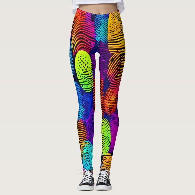 Leggings Conception dynamique d'empreintes digitales (Devant)