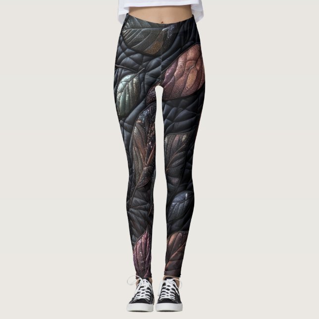 Leggings Conception Feuille Iridescente Quilée (Devant)