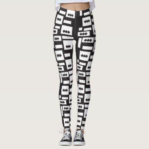 Leggings Conception géométrique blanche symétrique avec cro