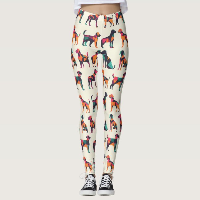Leggings Conception géométrique des silhouettes de chien (Devant)