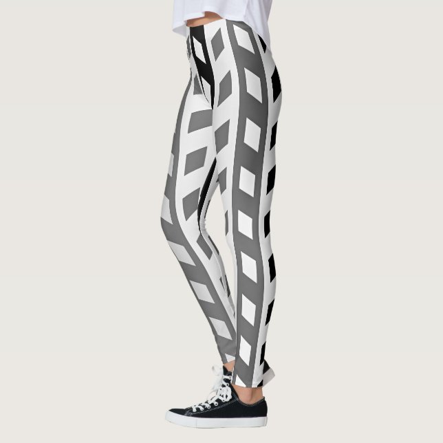 Leggings Conception géométrique, gris, noir, blanc, (Gauche)