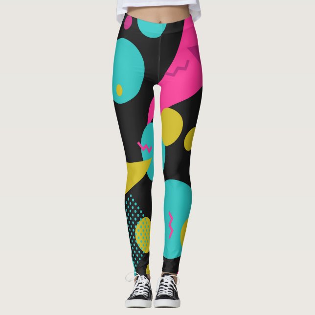 Leggings Conception géométrique Memphis des années 80 rétro (Devant)