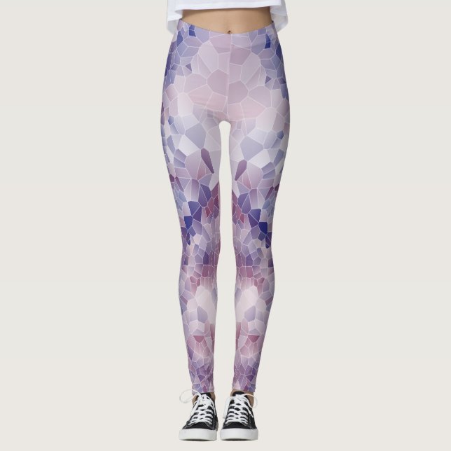 Leggings Conception géométrique rose et violet souple (Devant)