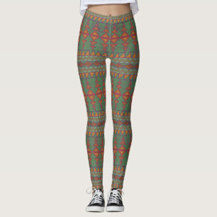 Leggings Conception géométrique verte de l'armoise du Sud-O