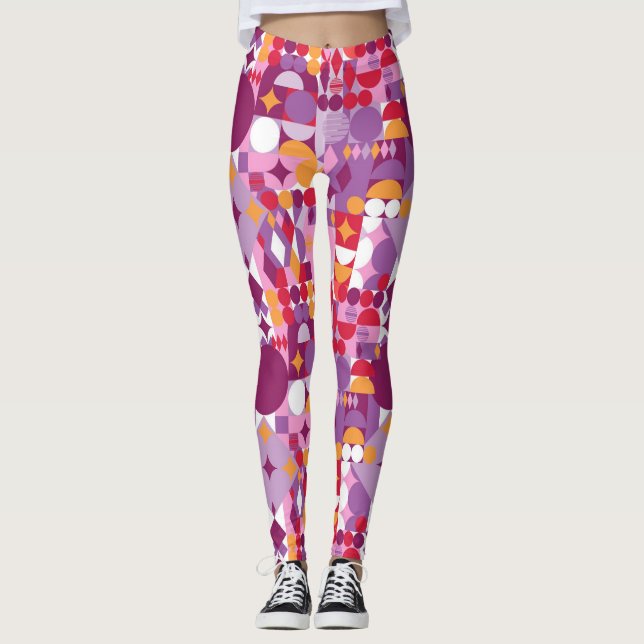 Leggings Conception géométrique violette avantgardiste (Devant)