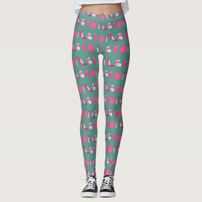 Leggings Conception girly turquoise et rose de choses (Devant)