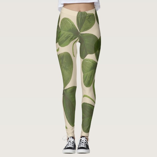 Leggings Conception irlandaise verte de shamrock de ressort (Devant)