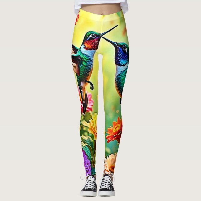 Leggings Conception magique de colibri aux tons bijoux (Devant)