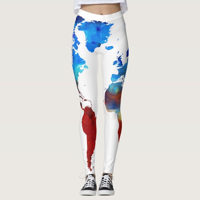 Leggings Conception moderne de carte du monde sur les (Devant)