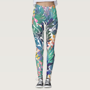 Leggings Conception moderne de l'aquarelle tropicale estiva