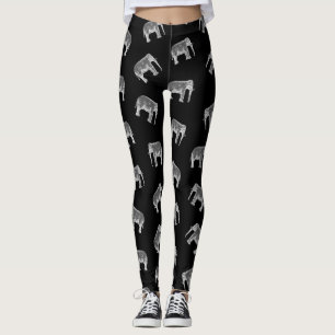Leggings Conception noire et blanche de rétro d'éléphant