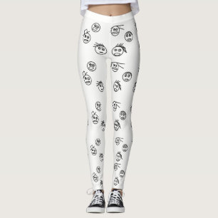 Leggings Conception noire et blanche drôle de visages