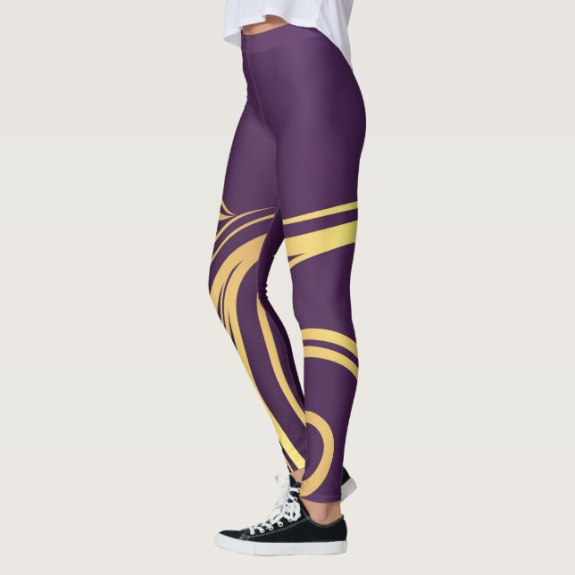 Leggings Conception pourpre et jaune abstraite (Gauche)